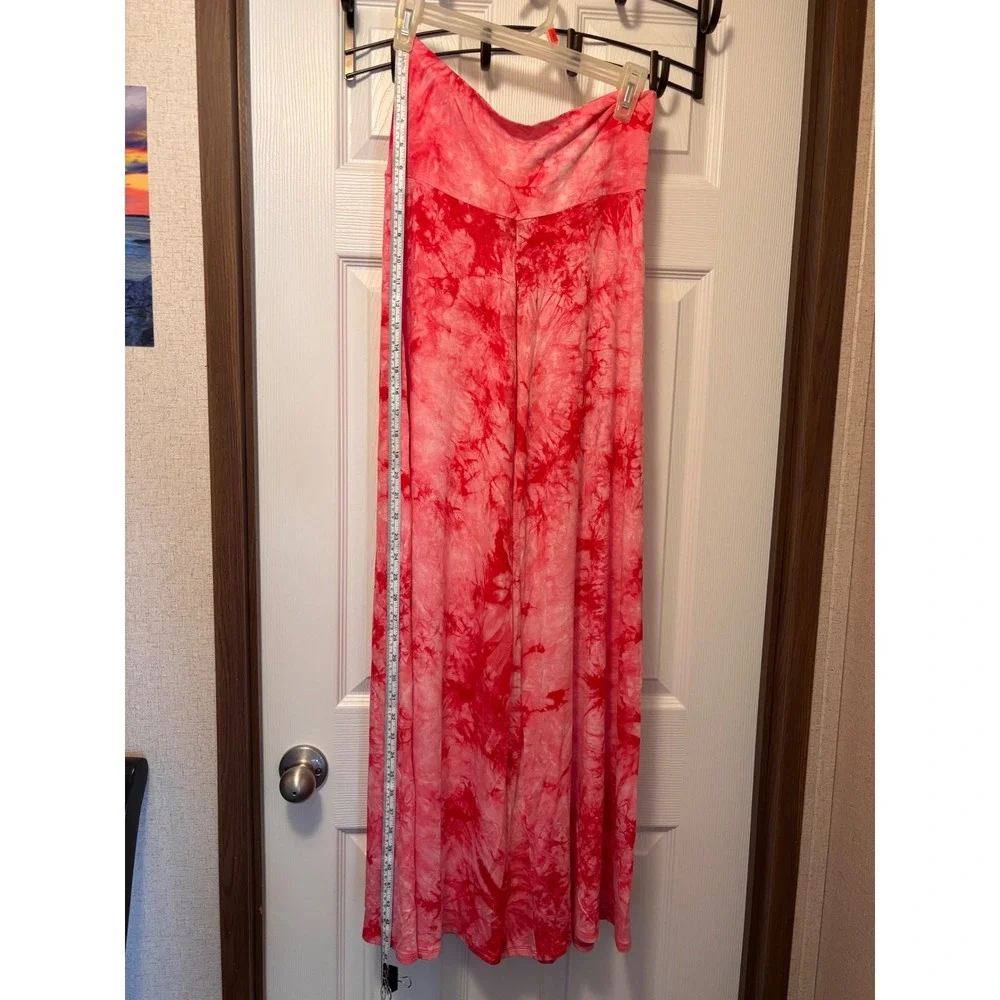 Johnny M Pink Tie Dye Wide Leg Palazzo Pants High Waist Red Medium NEW